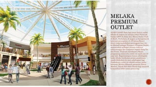 ALOR GAJAH: Satu lagi pusat factory outlet
dibuka di negara ini selepas Johor Premium
Outlet (JPO) di Johor dan Mitsui Outlet Park
di KLIA. Terbaharu di negeri ini beroperasi di
kawasan peranginan di A'Famosa Resort
disini yang memulakan perniagaan hari ini.
Ia dikenali sebagai Freeport A'Famosa Outlet,
menawarkan pelbagai jenama terkenal
antarabangsa dan tempatan seperti Zang Toi
dan Puma. Tinjauan mendapati ribuan
pengunjung menyerbu outlet ini sejak jam 10
pagi tadi. Bagaimanapun hanya sebahagian
kedai dibuka berikutan proses pembinaan
masih dilakukan ke atas sebahagian lagi.
Pembukaan outlet ini adalah antara usaha
kerajaan Melaka dibawah pimpinan Ketua
Menteri, Datuk Seri Idris Haron bagi menarik
kemasukan lebih ramai pelancong.
 