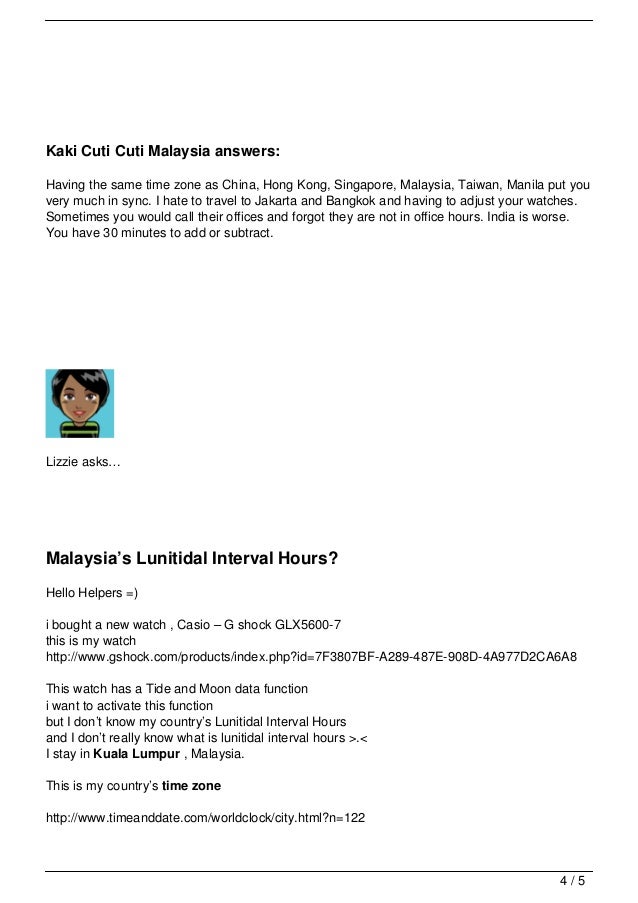 Cuti-cuti Malaysia Kuala Lumpur Time Zone