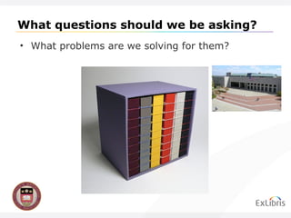 What questions should we be asking? What problems are we solving for them? 