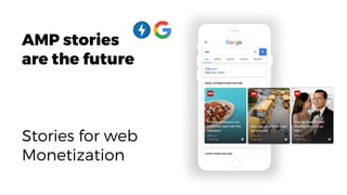 AMP stories
are the future
Stories for web
Monetization
 