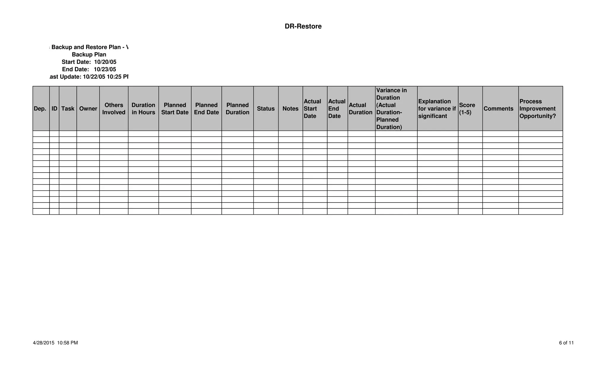 Cutover plan template Tool PDF