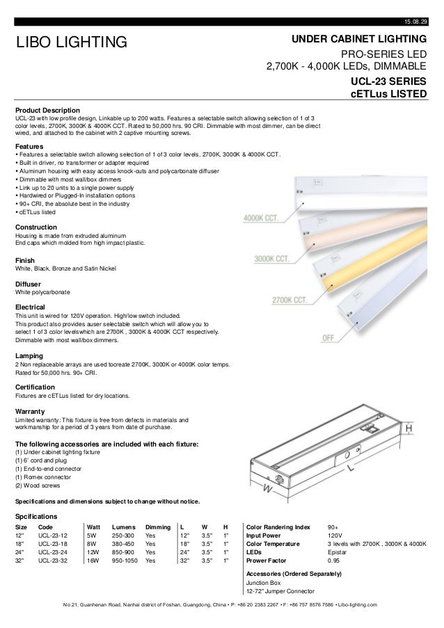 Color Changing Led Under Cabinet Light Cut Sheet Ucl 23