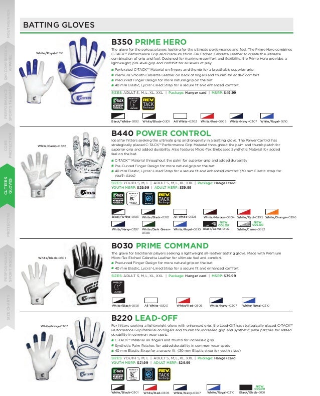 Cutters Glove Size Chart Football