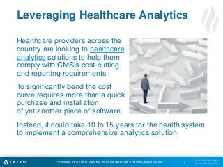 Instead, it could take 10 to 15 years for the health system 
to implement a comprehensive analytics solution. 
© 2014 Heal...