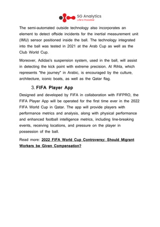 FIFA World Cup 2022 to Use Cutting-edge Technology Throughout Games | PDF