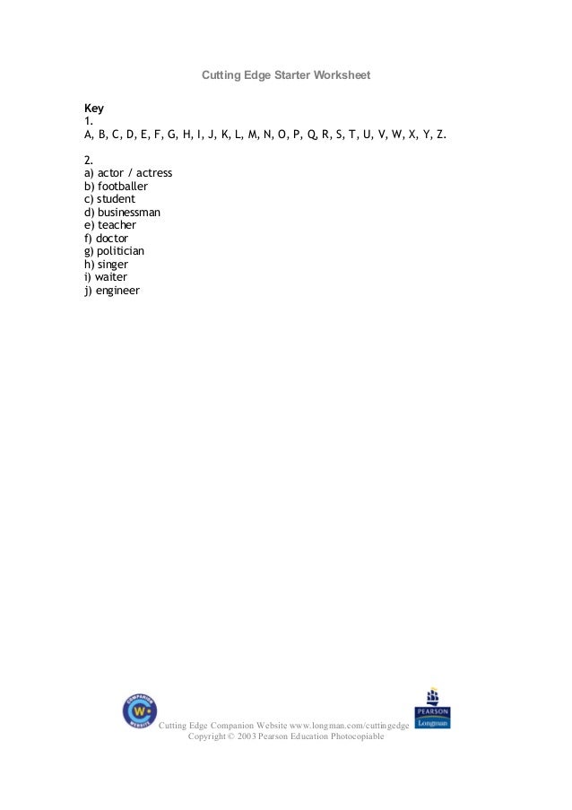 Cutting Edge Starter Worksheet