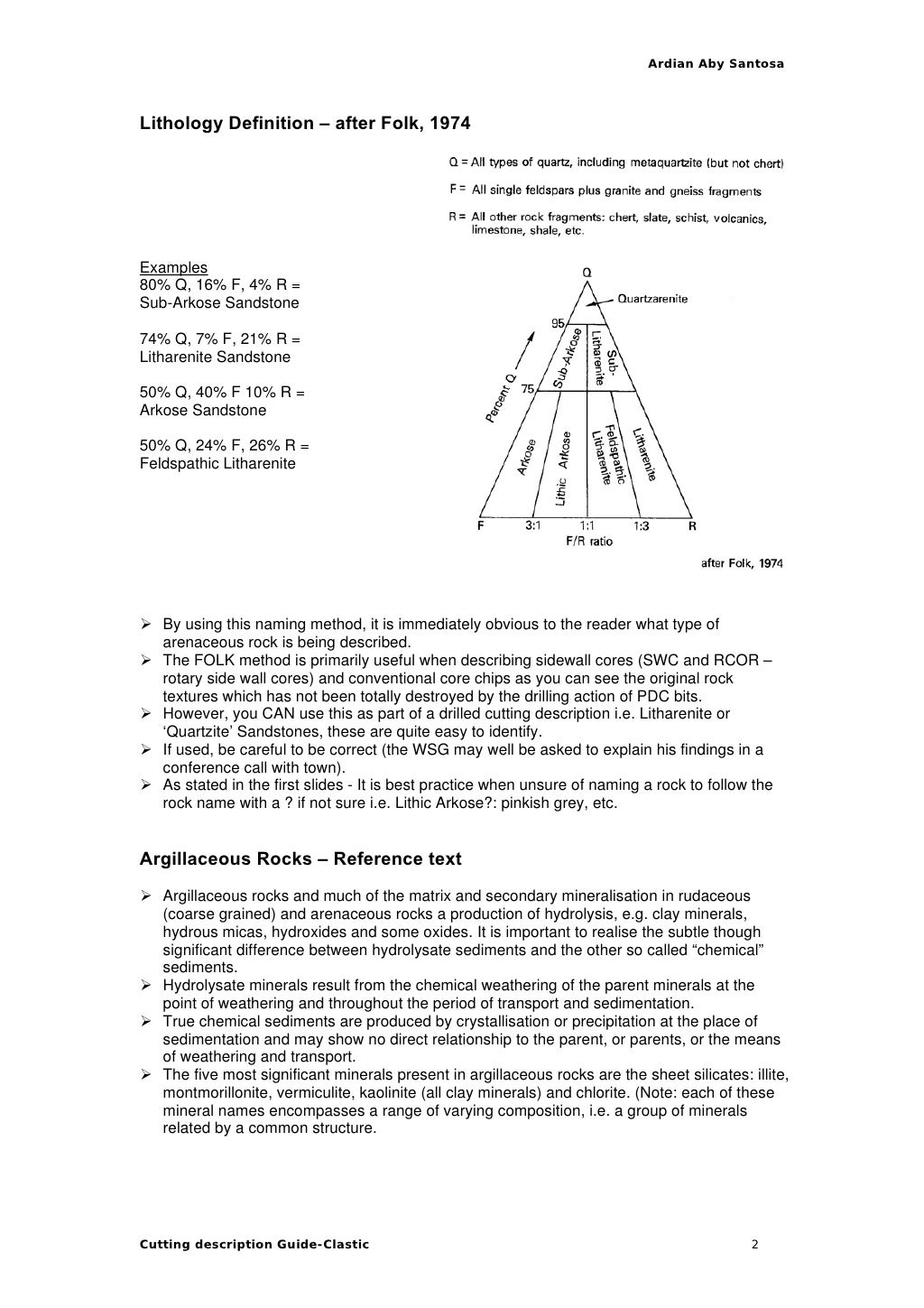 Cuttings descriptionsclastic