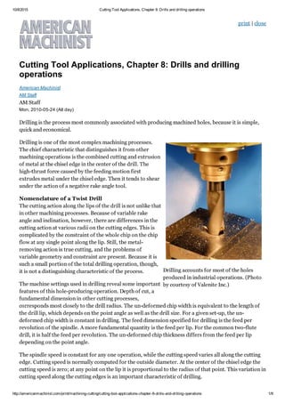 Cutting tool applications, chapter 8  drills and drilling operations