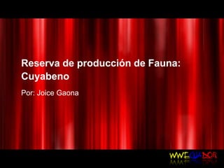 Reserva de producción de Fauna:
Cuyabeno
Por: Joice Gaona
 