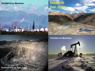 PROF. MARY SUASNÁBAR
Destilería en Mendoza
Yacimientos en San Juan
Petróleo en Mendoza
 