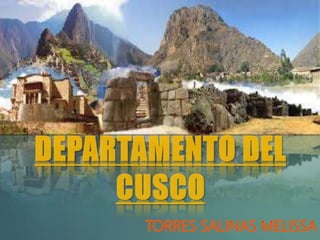 Cuzco o Cusco5 (en quechua sureño: Qusqu o Qosqo,
pronunciado [ˈqo̝s.qɔ]) es una ciudad del sureste del Perú ubicada
en la...