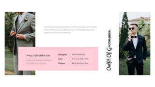 OutfitOfGroomsmen
Price: $150.00 For Suit
Predominate extensible testing pro
for reliable good views new.
Designer : Jeffrey Martinez
Size : S, M, L, XL, XXL, XXXL
Colour : Black And Navy Blue
Interactively coordinate proactive e-commerce via process-centricoutside
the box thinking pursue scalable customer service through empowered
markets networks pursue intellectual.
 