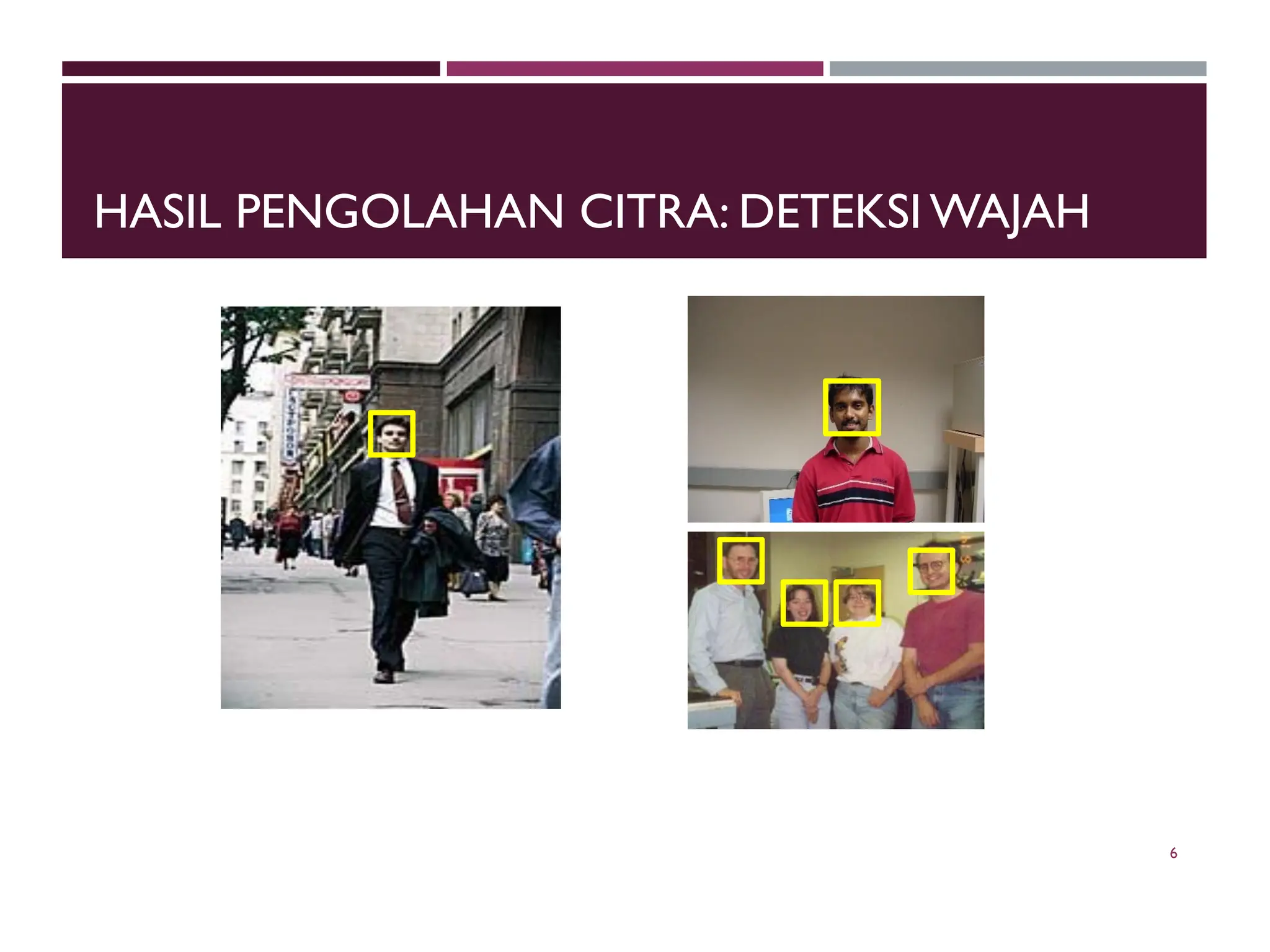 HASIL PENGOLAHAN CITRA: DETEKSI WAJAH
6
 