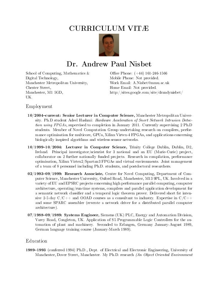 example resume university Curriculum Vitae