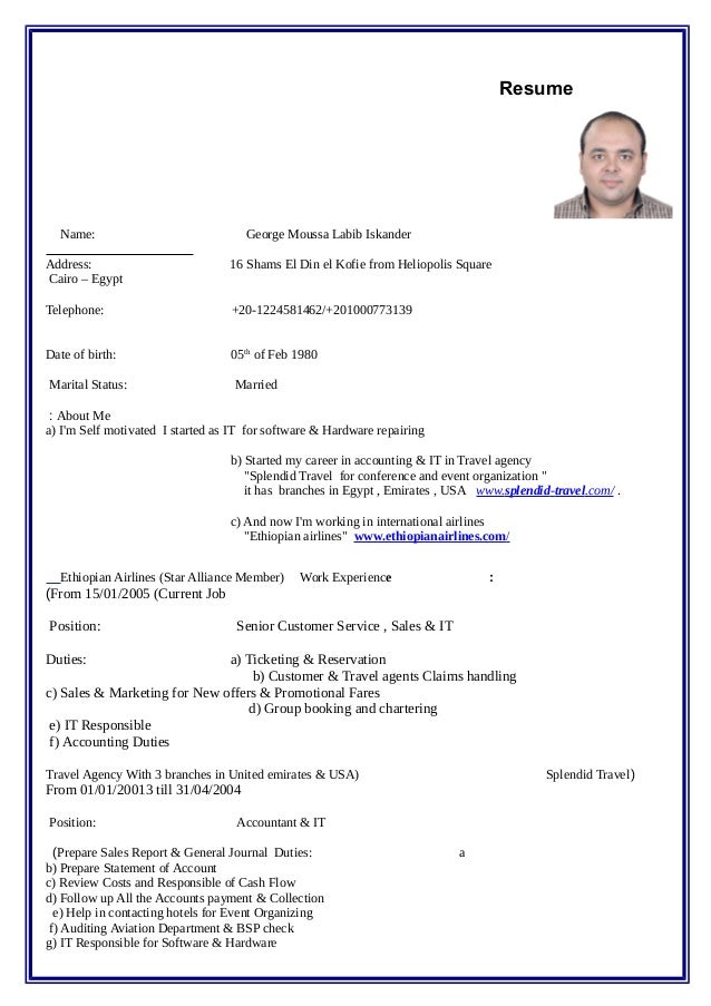 Resume For Accountant Sales IT Customer Service Job