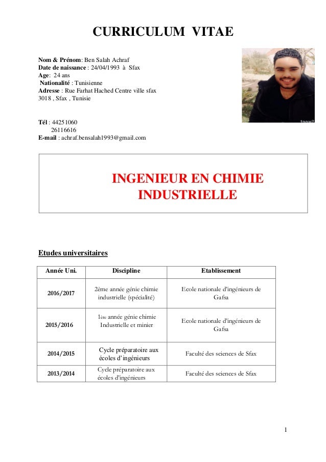 Cv achraf-ben-salah-ingénieur-chimie-industrielle