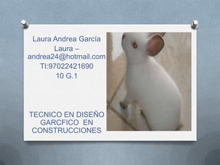 Laura Andrea García
       Laura –
andrea24@hotmail.com
   TI:97022421690
        10 G.1




TECNICO EN DISEÑO
   GARCFICO EN
 CONSTRUCCIONES
 