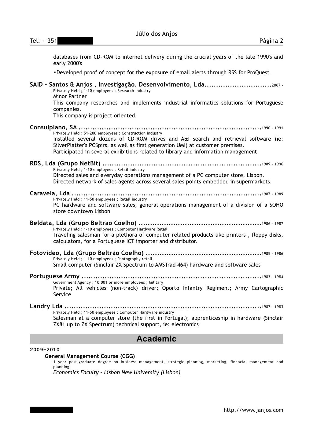 Long curriculum vitae picture