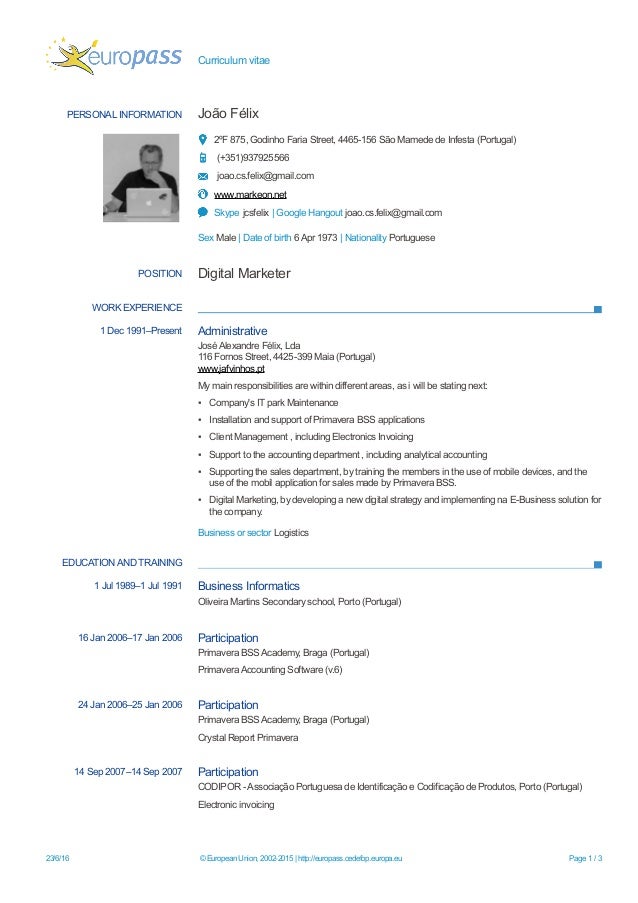 Cv Europass Felix En