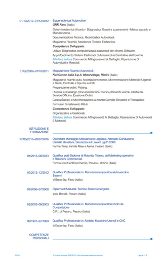 Cv europass-marcantognini matteo - it | PDF
