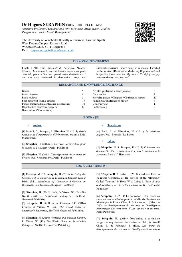 cv hugues seraphin 2016 2017 updated on 20 11 2016 cv of assistant professor in management