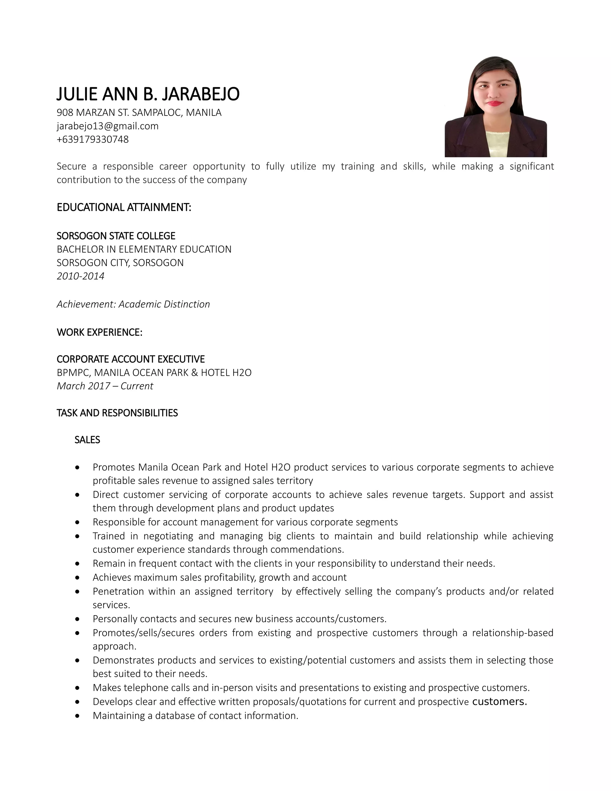 Julie Ann Jarabejo - CV | PDF