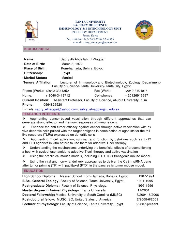 cv october 2011 sabry scientific cv