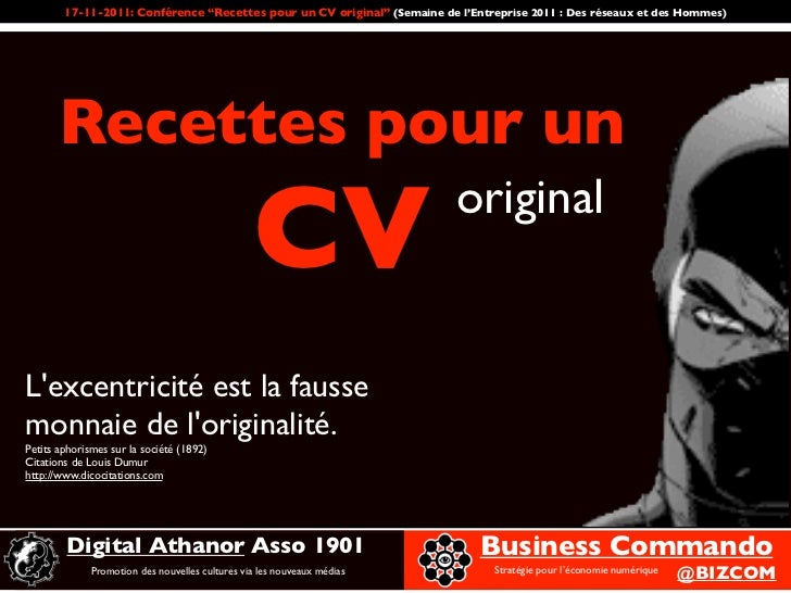 Conférence : Recettes pour un Cv original ( Jeudi 17 