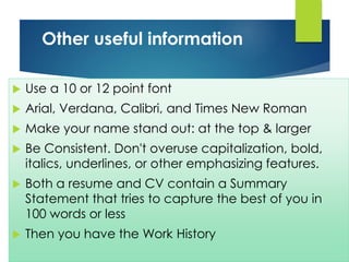 CV- Resume-Letter of motivation | PPTX