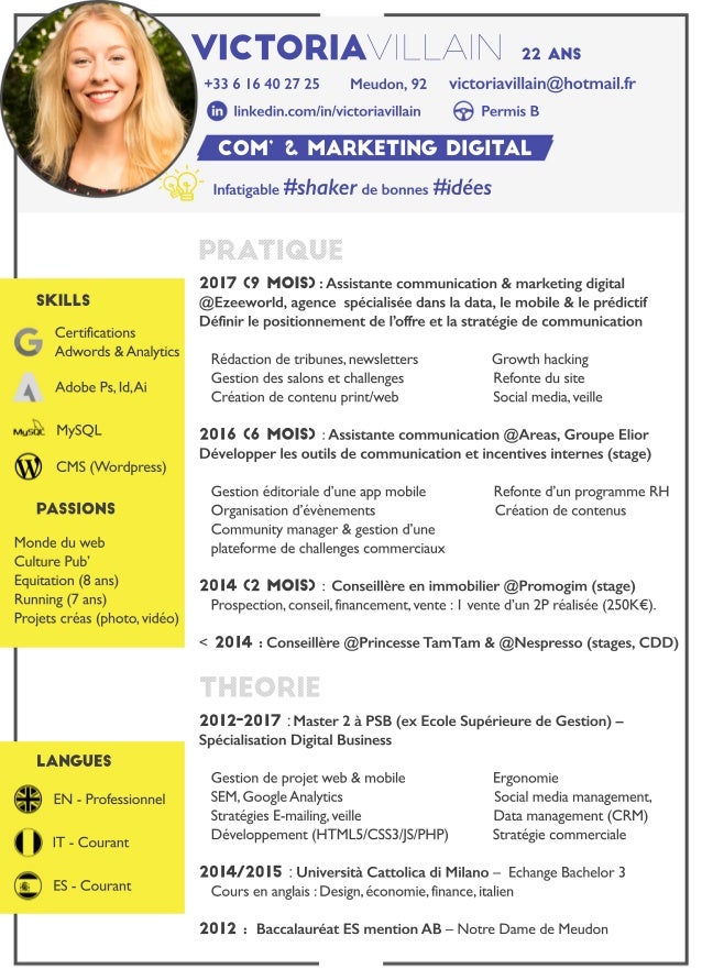 cv communication et marketing digital