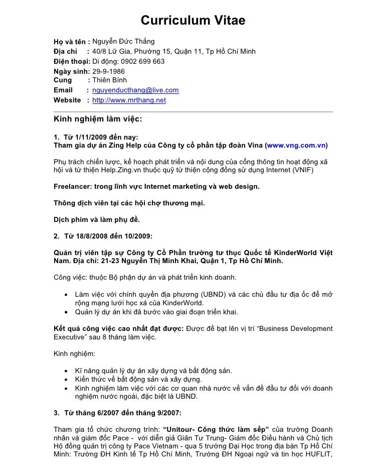 Curriculum vitae examples pdf picture