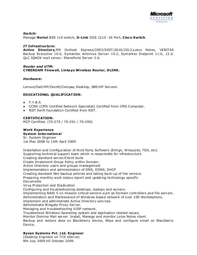 Firewall admin resume