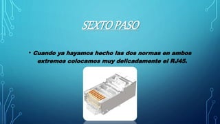 SEXTOPASO
• Cuando ya hayamos hecho las dos normas en ambos
extremos colocamos muy delicadamente el RJ45.
 
