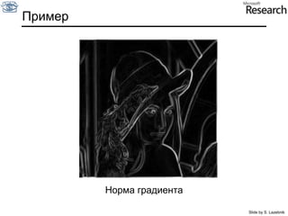 Предобработка (сглаживание)gf * gДля поиска краев ищем пики в:fSource: S. Seitz