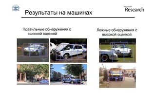 Результаты на машинах

Правильные обнаружения с   Ложные обнаружения с
  высокой оценкой            высокой оценкой
 