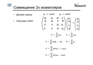 Совмещение 2х экземпляров
•   Делаем замену

•   Получаем СЛАУ
 