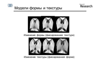 Модели формы и текстуры




    Изменения формы (фиксированная текстура)




    Изменение текстуры (фиксированная форма)
 