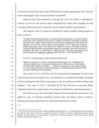 Official Proceeding Program Judge rules Nevada Highway Patrol participation in civil asset ...