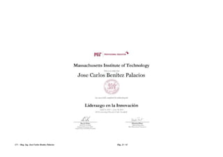 CV – Mag. Ing. José Carlos Benítez Palacios Pág. 21 / 41
 