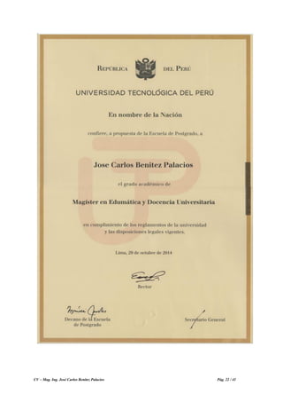 CV – Mag. Ing. José Carlos Benítez Palacios Pág. 22 / 41
 