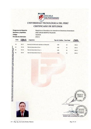 CV – Mag. Ing. José Carlos Benítez Palacios Pág. 25 / 41
 