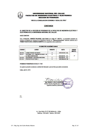 CV – Mag. Ing. José Carlos Benítez Palacios Pág. 32 / 41
 