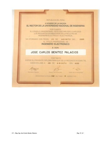 CV – Mag. Ing. José Carlos Benítez Palacios Pág. 35 / 41
 