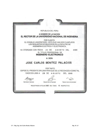 CV – Mag. Ing. José Carlos Benítez Palacios Pág. 36 / 41
 