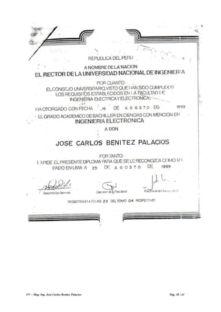 CV – Mag. Ing. José Carlos Benítez Palacios Pág. 38 / 41
 
