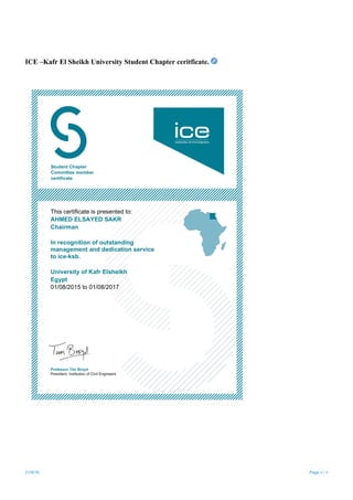 21/9/18 Page 6 / 6
ICE –Kafr El Sheikh University Student Chapter ceritficate.
 