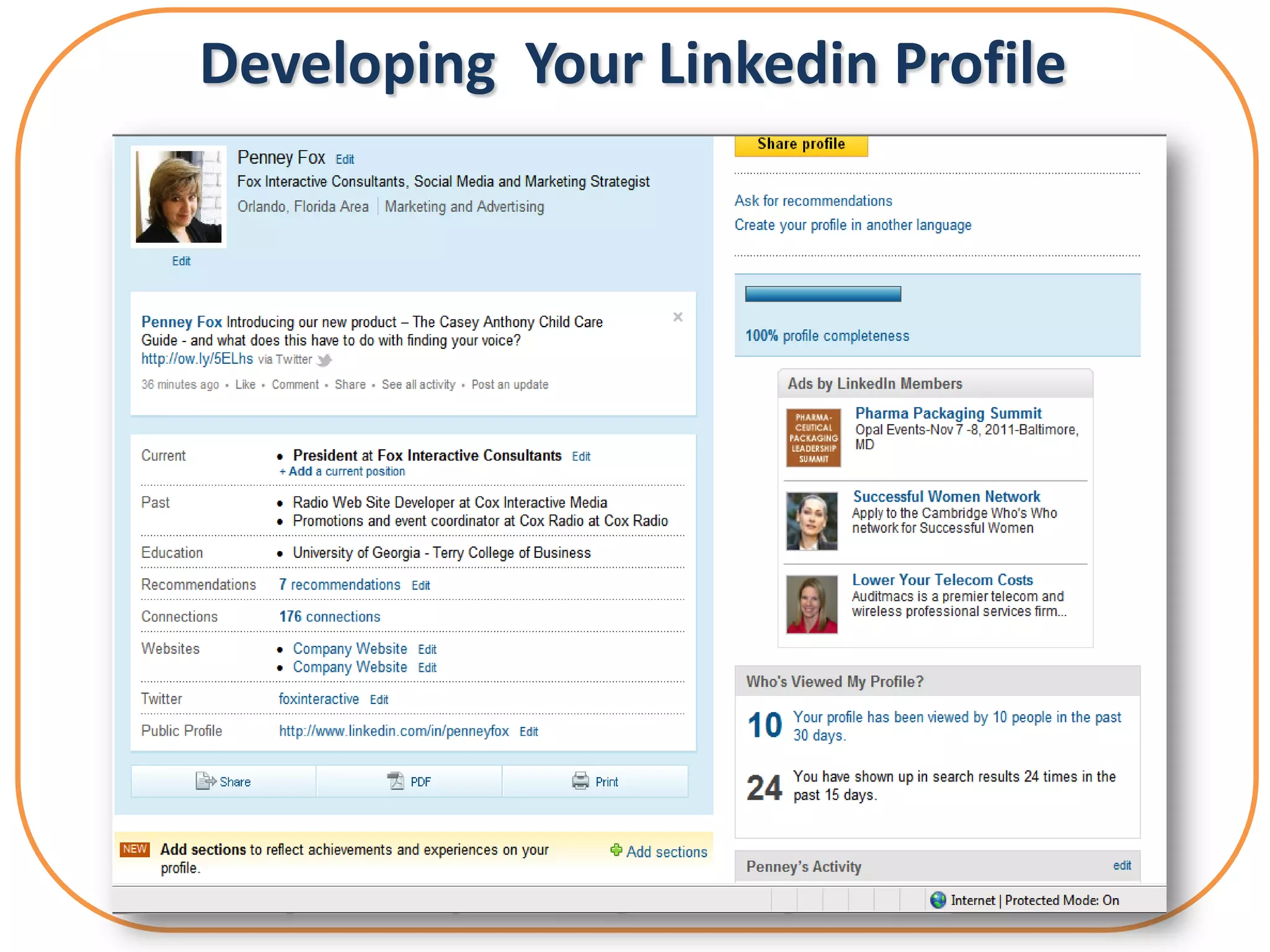 Developing Your Linkedin Profile
 