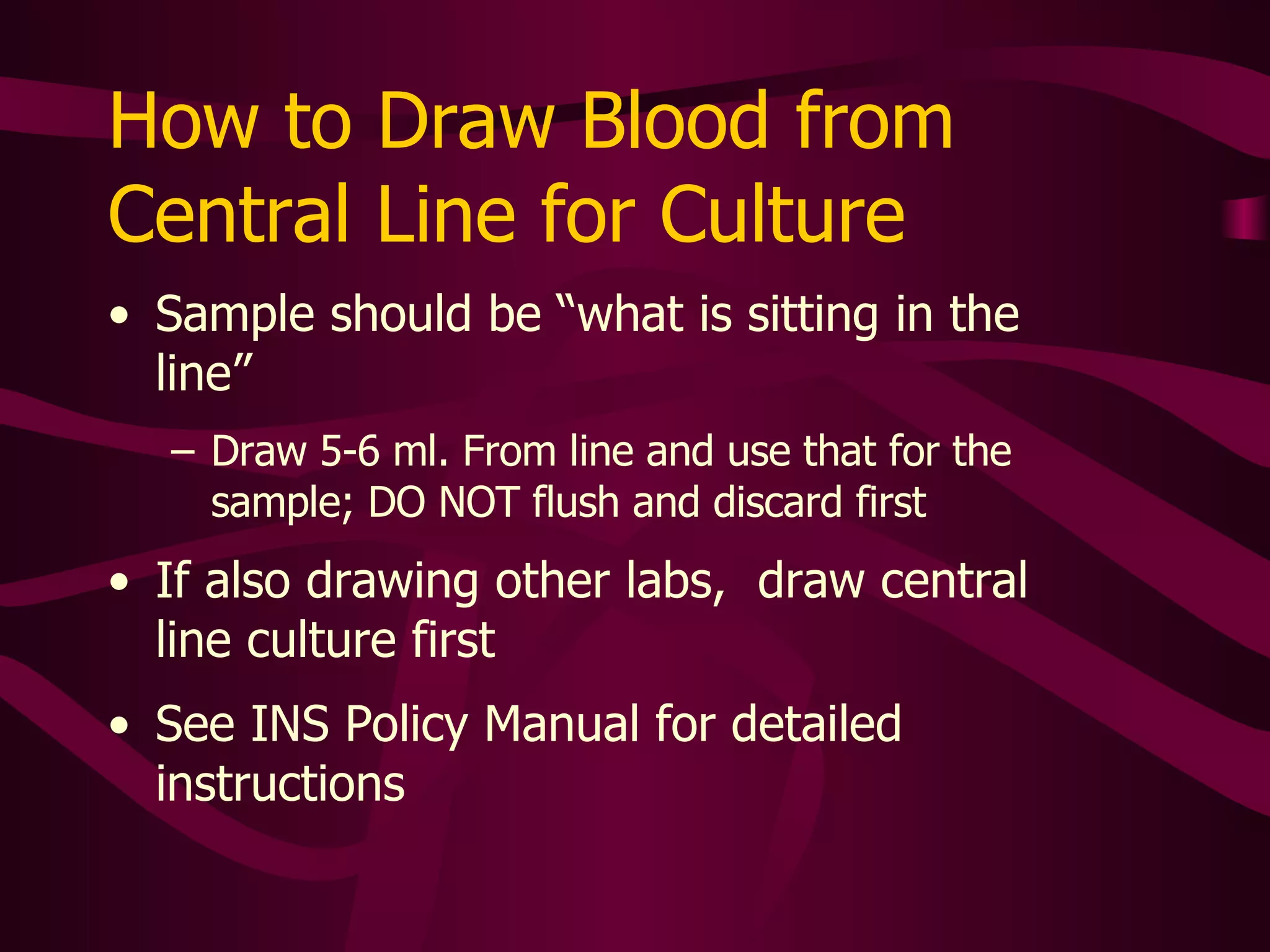 Damaged Catheter Fluid leaking from catheter Severed or ruptured catheter Fluid leaking from hub or exit site Cracked hub Burning or pain with flush or infusion Swelling along catheter tract Some catheters can be repaired by specialty nurses 