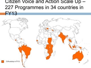 Citizen Voice and Action Scale Up –
227 Programmes in 34 countries in
FY13

CVA activity in FY13

 