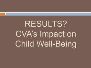 RESULTS?
CVA’s Impact on
Child Well-Being

 